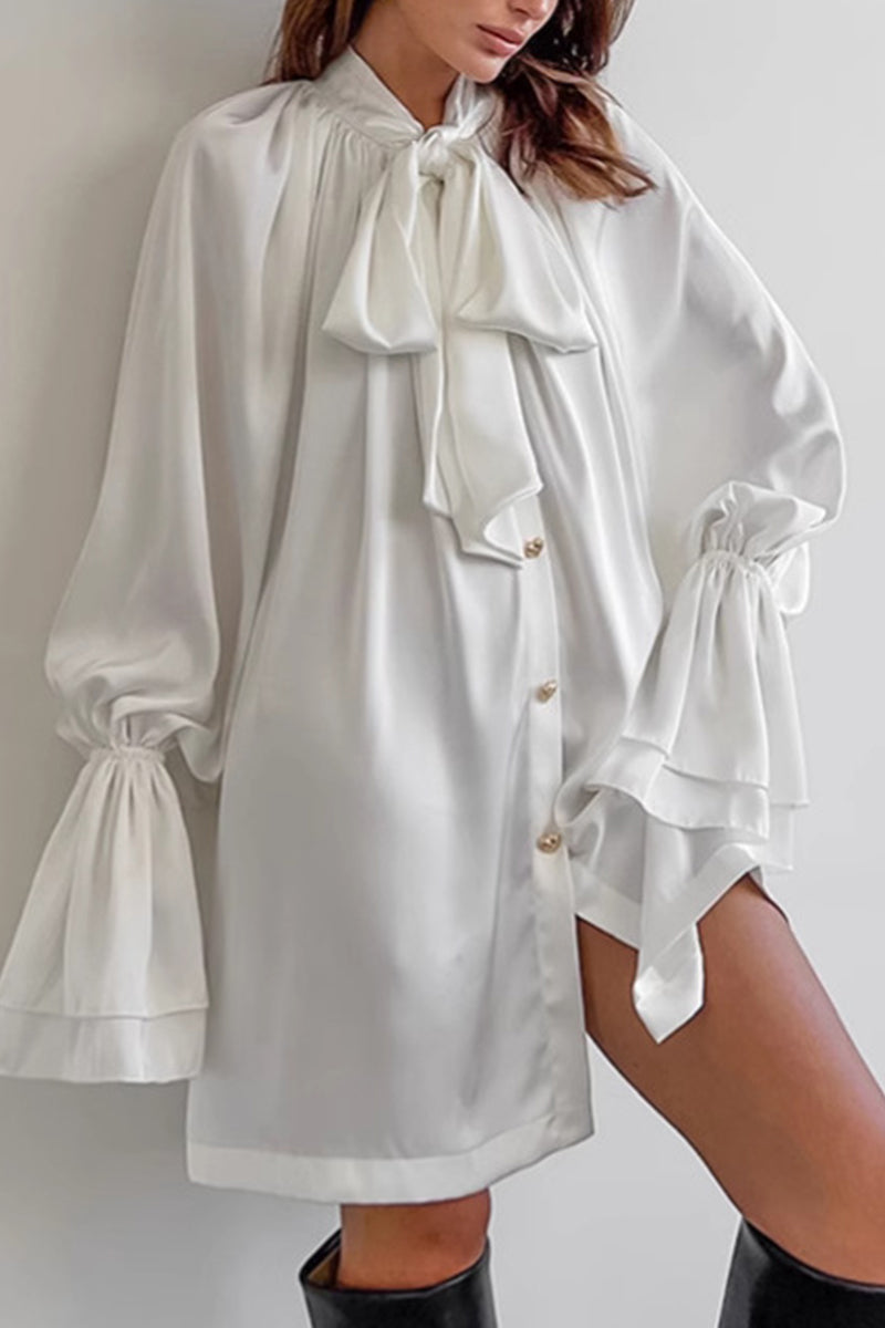 Valenzora | Elegant lace-up strap collar A-line dresses - 3 colors