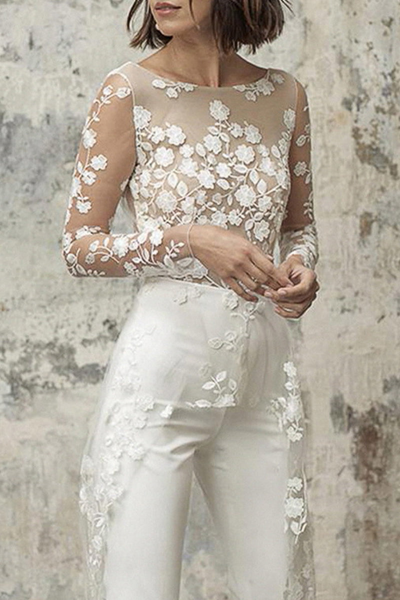 Valenzora | Sexy Lace Patchwork O-Neck Straight Jumpsuit