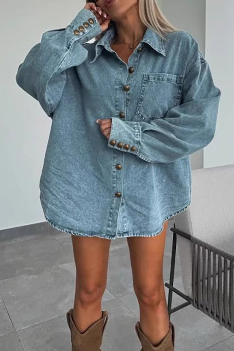 Valenzora | Casual buttons Irregular turn-down collar Long sleeves Two pieces