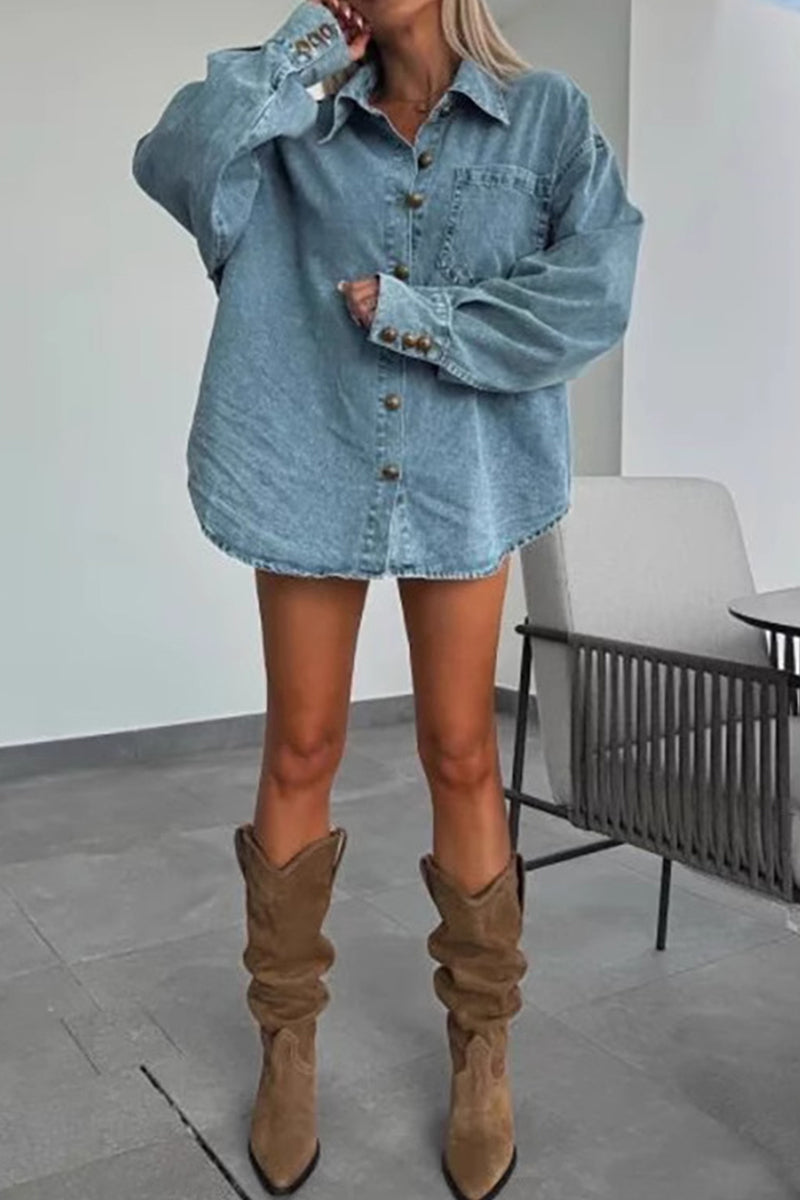 Valenzora | Casual buttons Irregular turn-down collar Long sleeves Two pieces