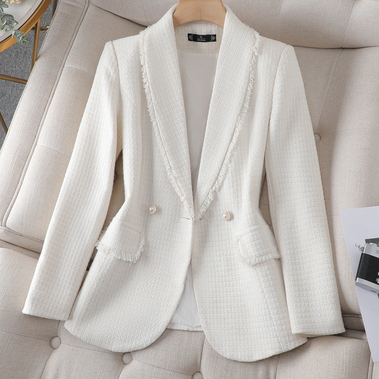 Valenzora Tweed coat in classic white