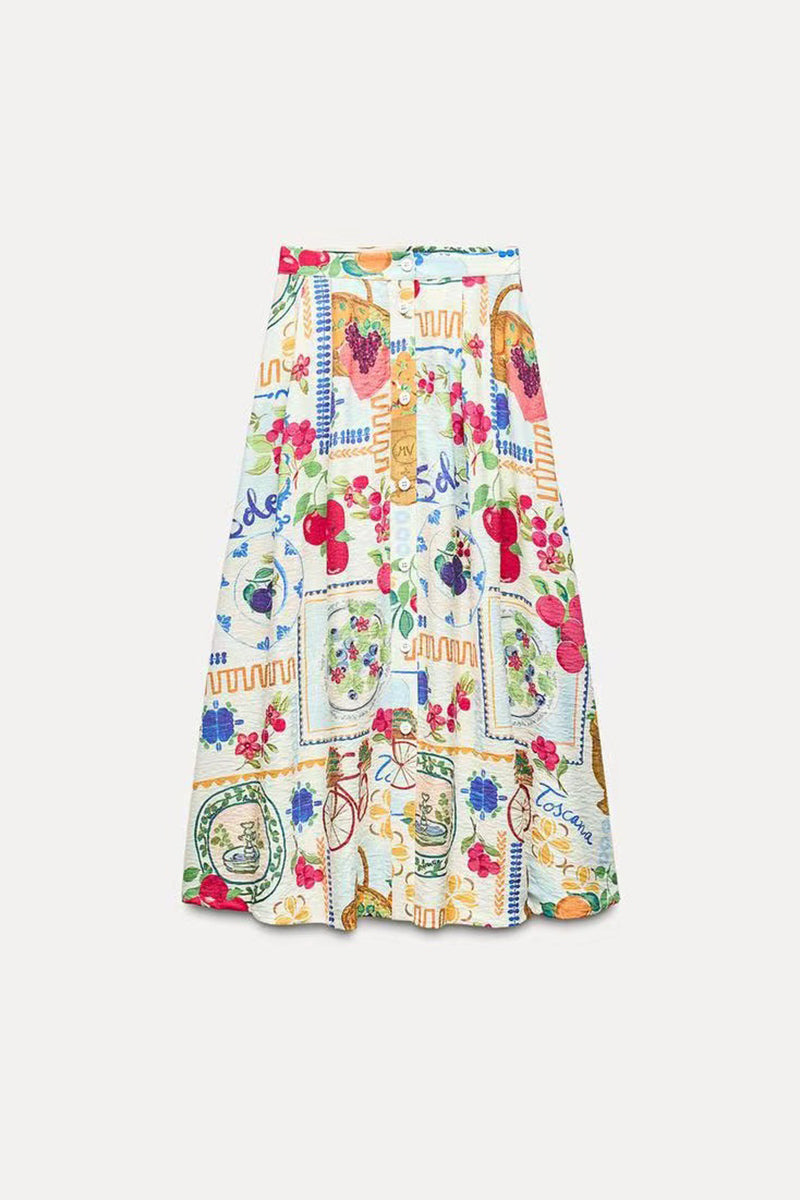 Valenzora | Elegant floral print, pocket, ruffle contrast, square neckline, sleeveless two-piece