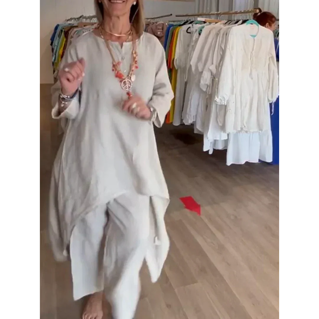 Valenzora | Solid color linen suit for women