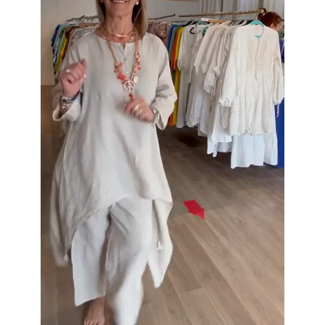 Valenzora | Solid color linen suit for women