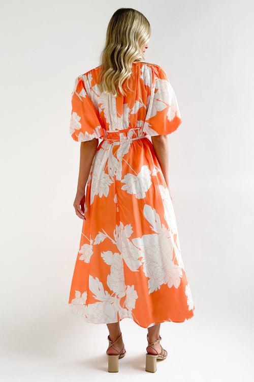 Valenzora | Real Love Print Puff Sleeve Maxi Dress