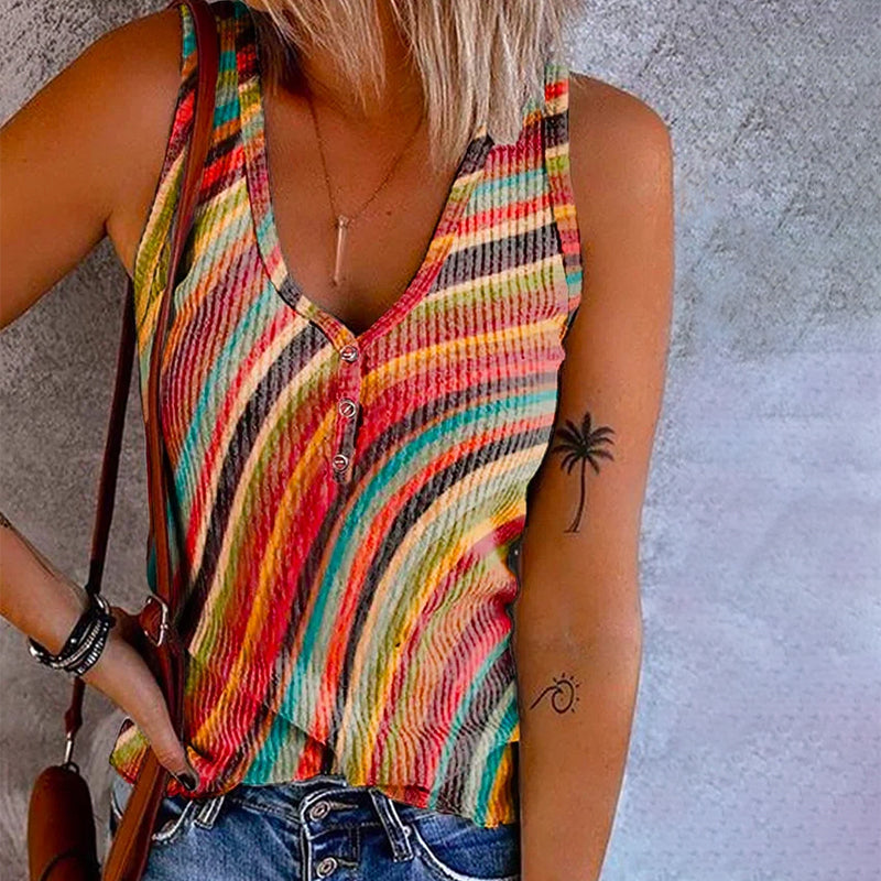 Valenzora | Regenbogen Gestreiftes Tanktop