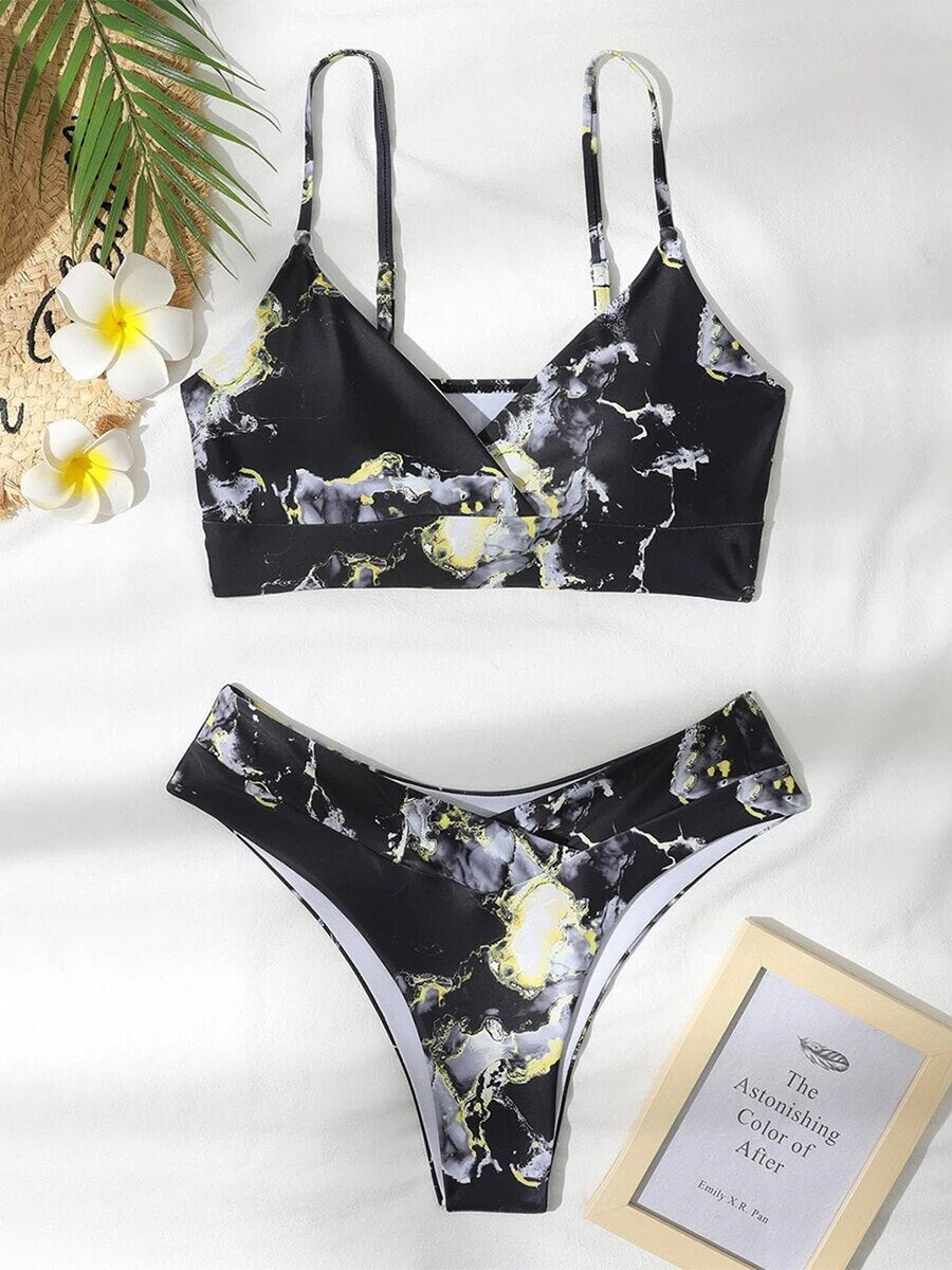 Valenzora Bikini | Eleganter Bikini mit Marmorprint