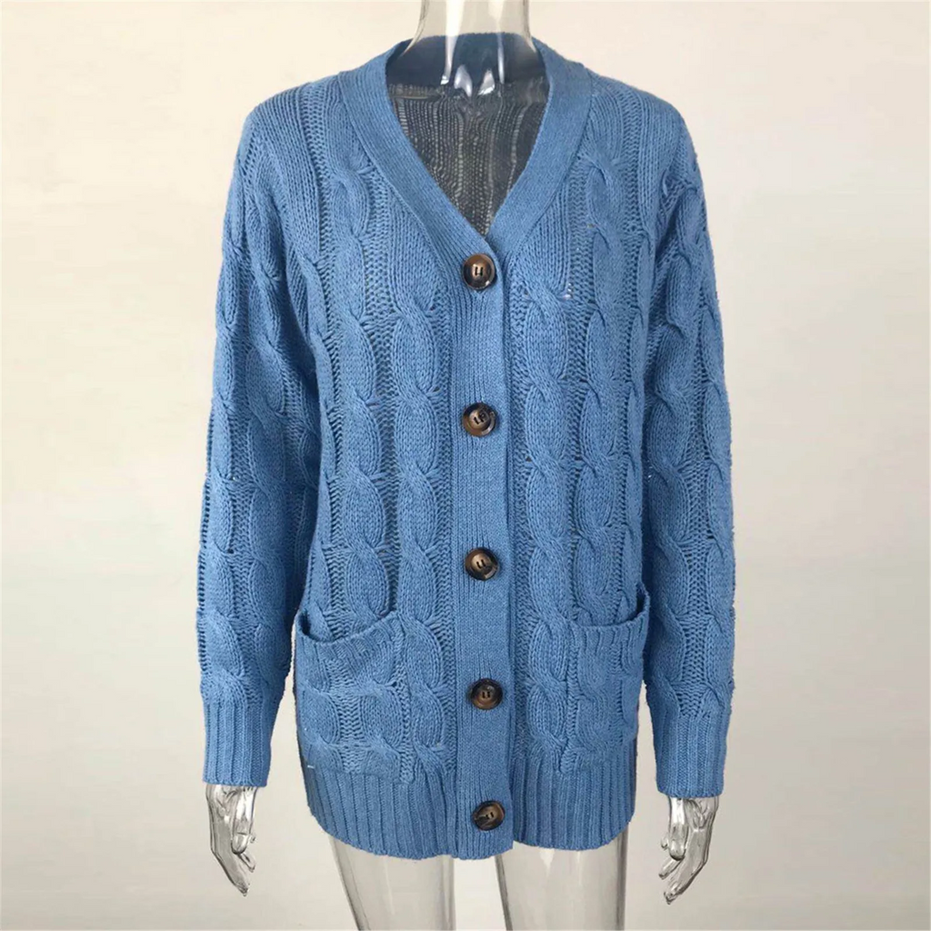 Valenzora | Stylischer langer Cardigan für Damen mit Knopfleiste