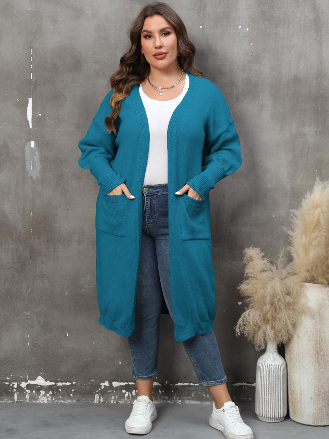Valenzora | Plus Size Langarm-Cardigan mit Taschen