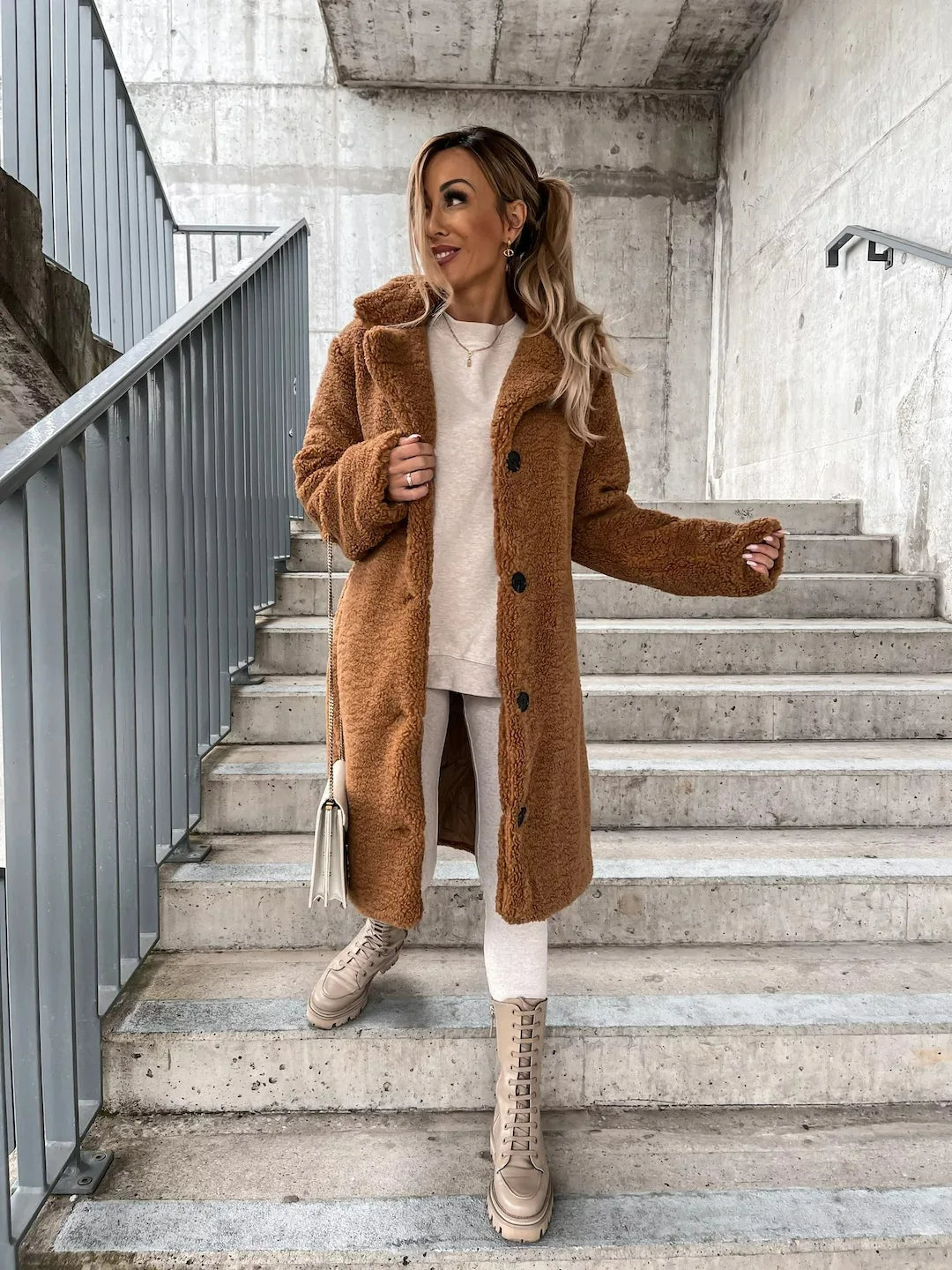Plush trench coat
