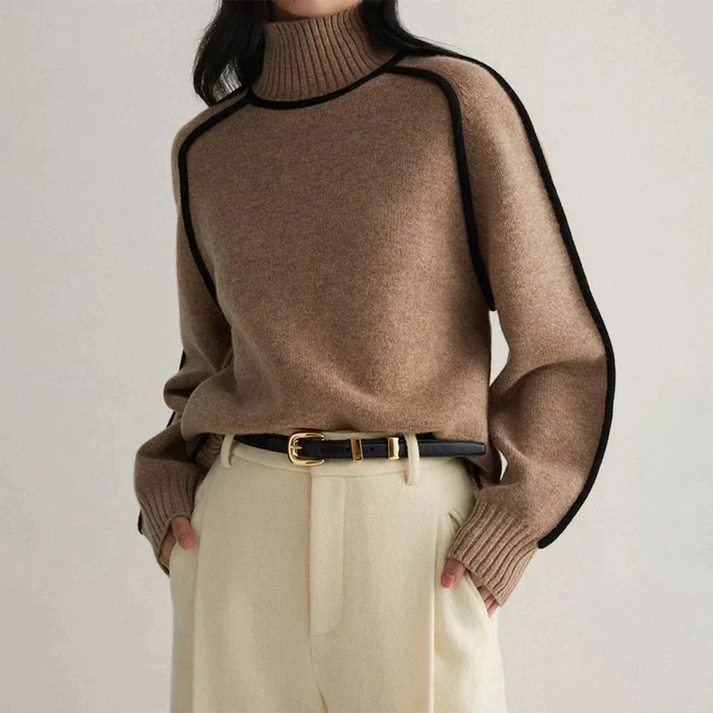Valenzora - Coffee High Neck Sweater