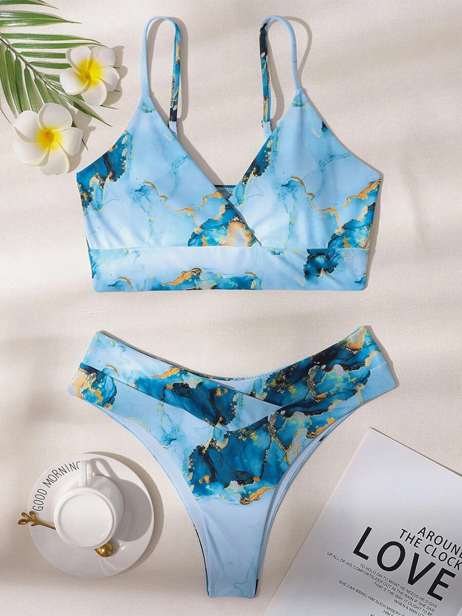 Valenzora Bikini | Eleganter Bikini mit Marmorprint