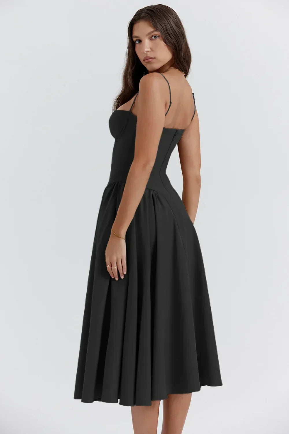 Valenzora | Sleeveless midi dress with a corset fit