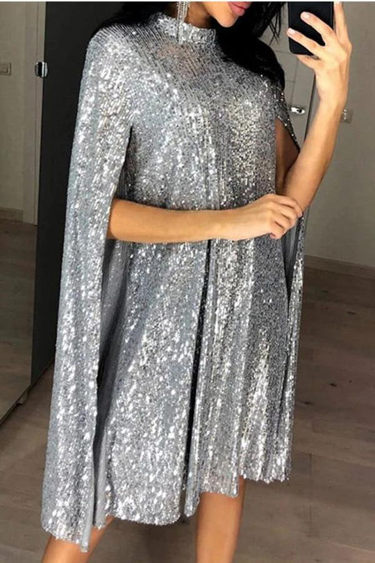 Valenzora | Wine Me And Dine Me Sequin Cape Dress