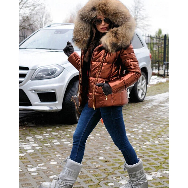 Valenzora - Paris - Stylish jacket with faux fur lining, hood and collar
