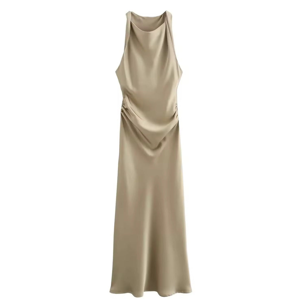 Valenzora | Satin Maxi Dress Elegant Draping