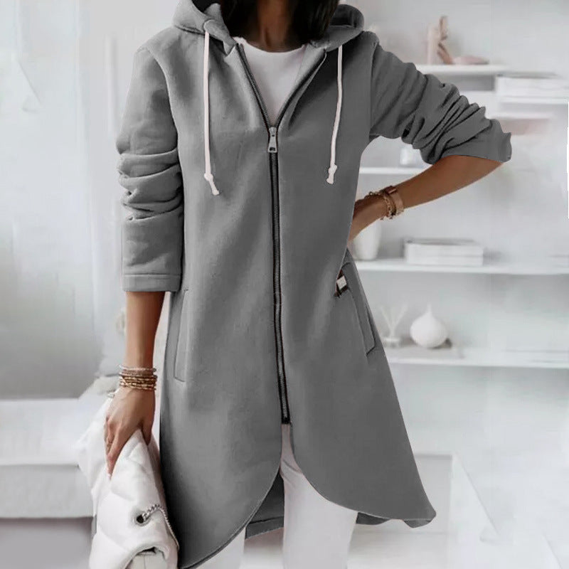 Valenzora | Long Comfortable Zip-Up Hoodie for Women