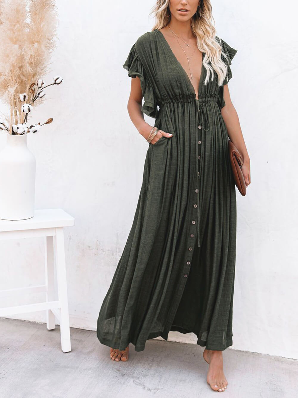Valenzora | Style Maxi Dress with Flutter Sleeves for Women