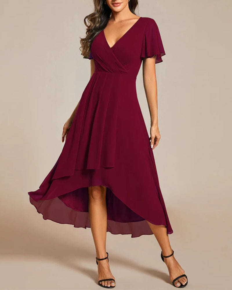 Valenzora | Dress with V-neck and ruffled sleeves