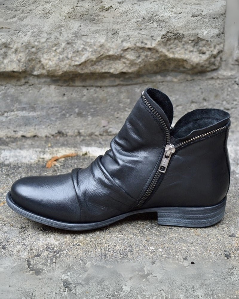 Valenzora | Leather boots with zipper
