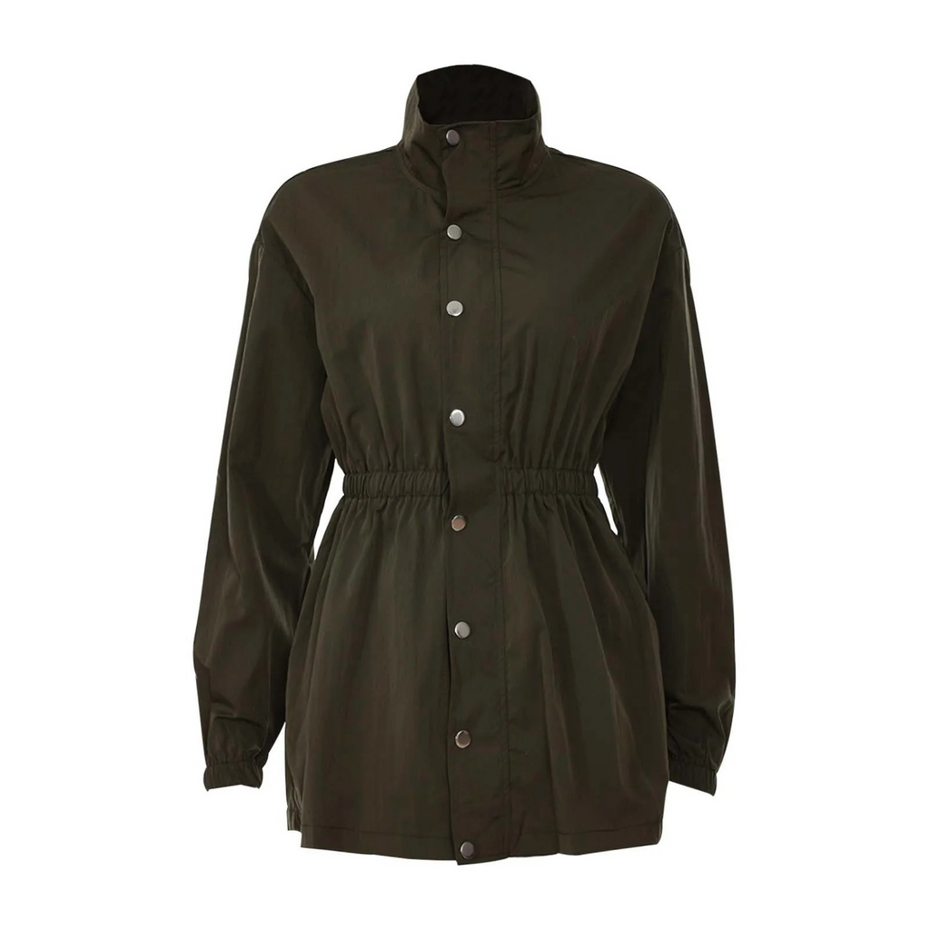 Valenzora - Women's khaki casual drawstring jacket