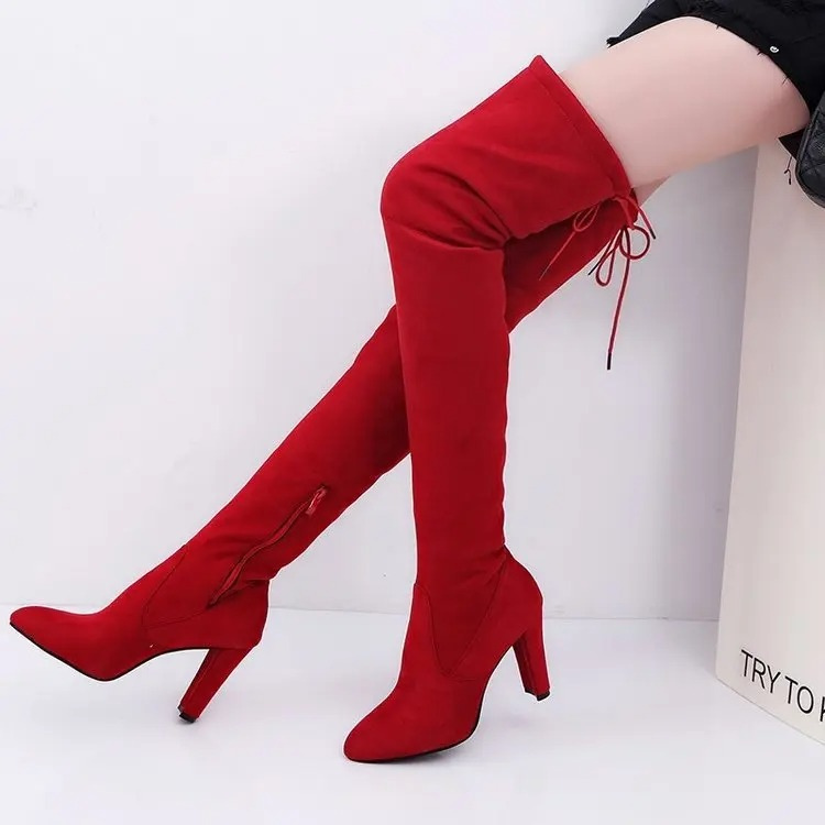 Valenzora | Over-the-knee boots with high heels and side zippers, trendy women's boots