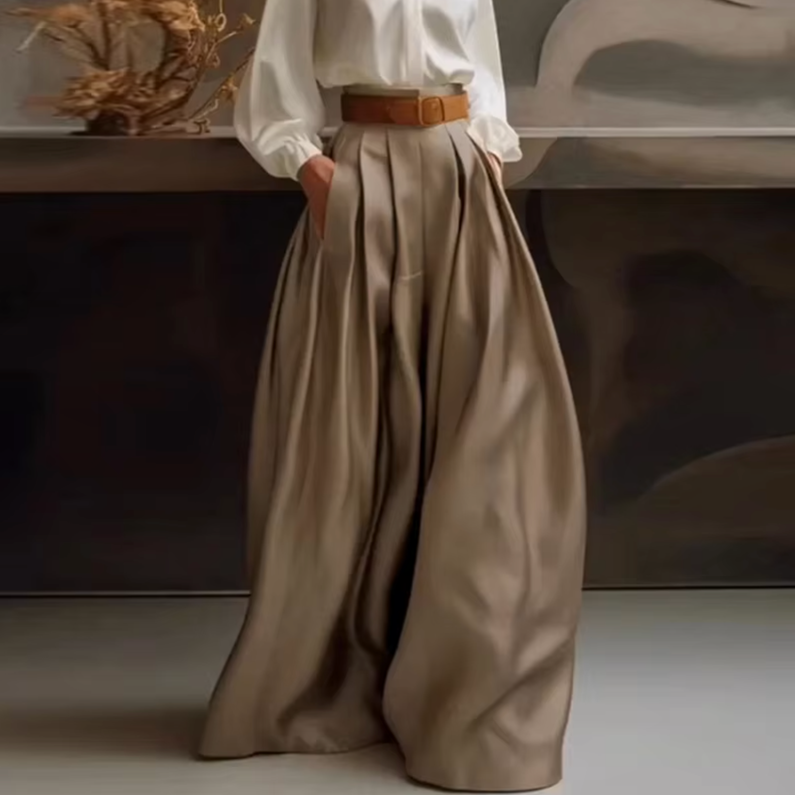 Valenzora | Elegant pleated trousers with a high waist