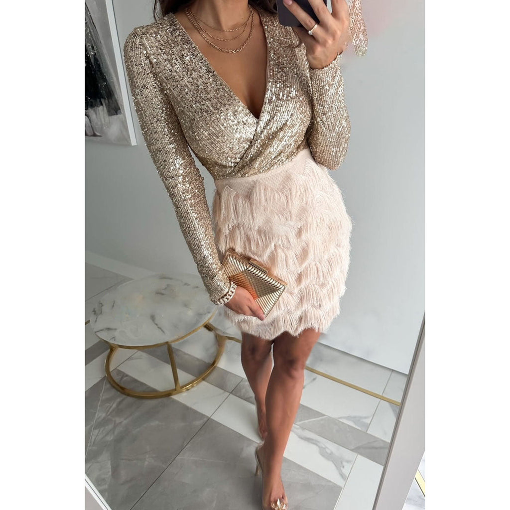 Valenzora | Stylish Winter Chic Glitter Mini Dress for Women