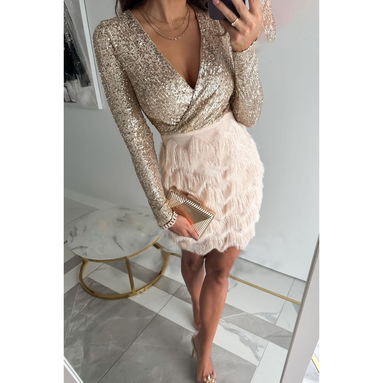Valenzora | Stylish Winter Chic Glitter Mini Dress for Women