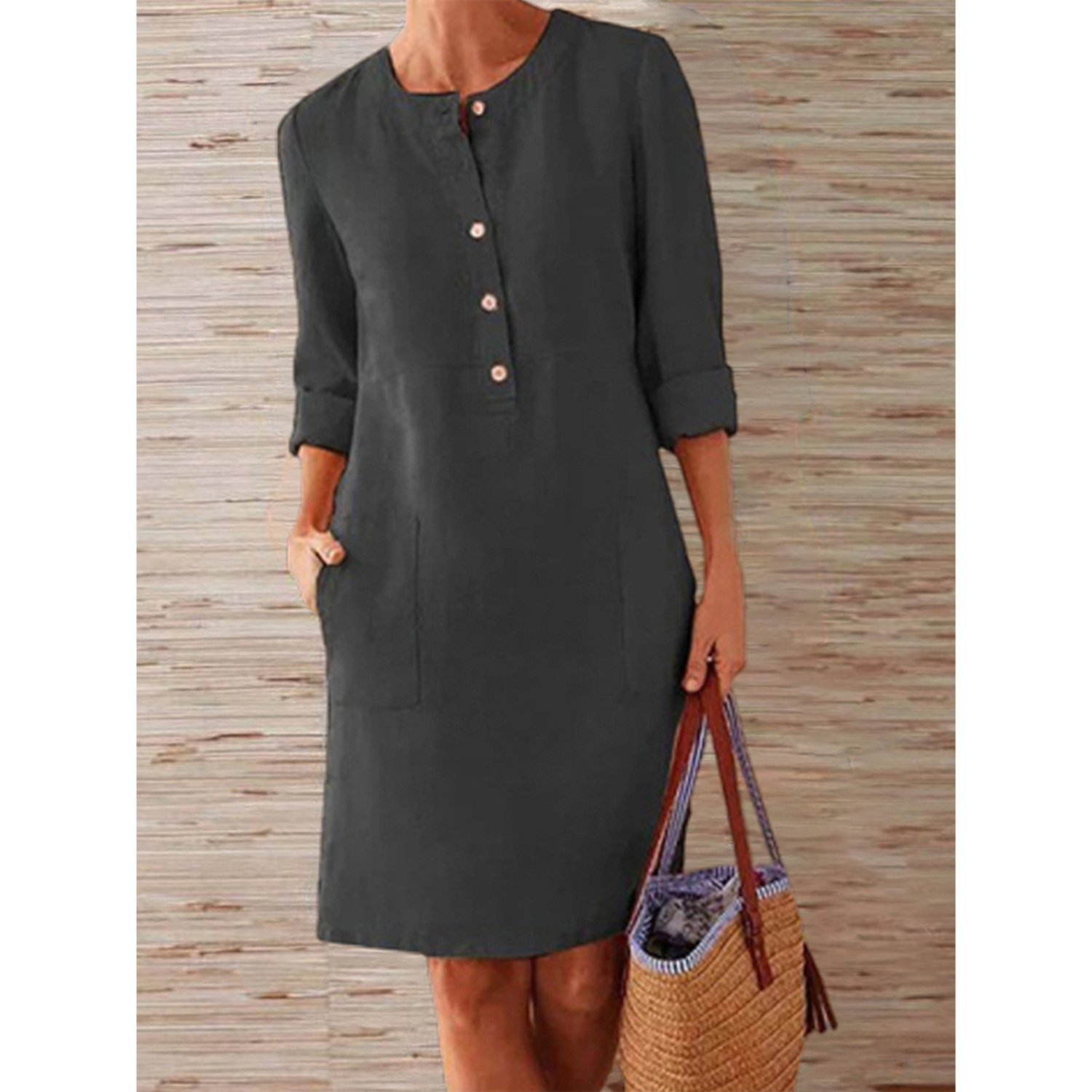 Valenzora | new solid color dress made of cotton and linen