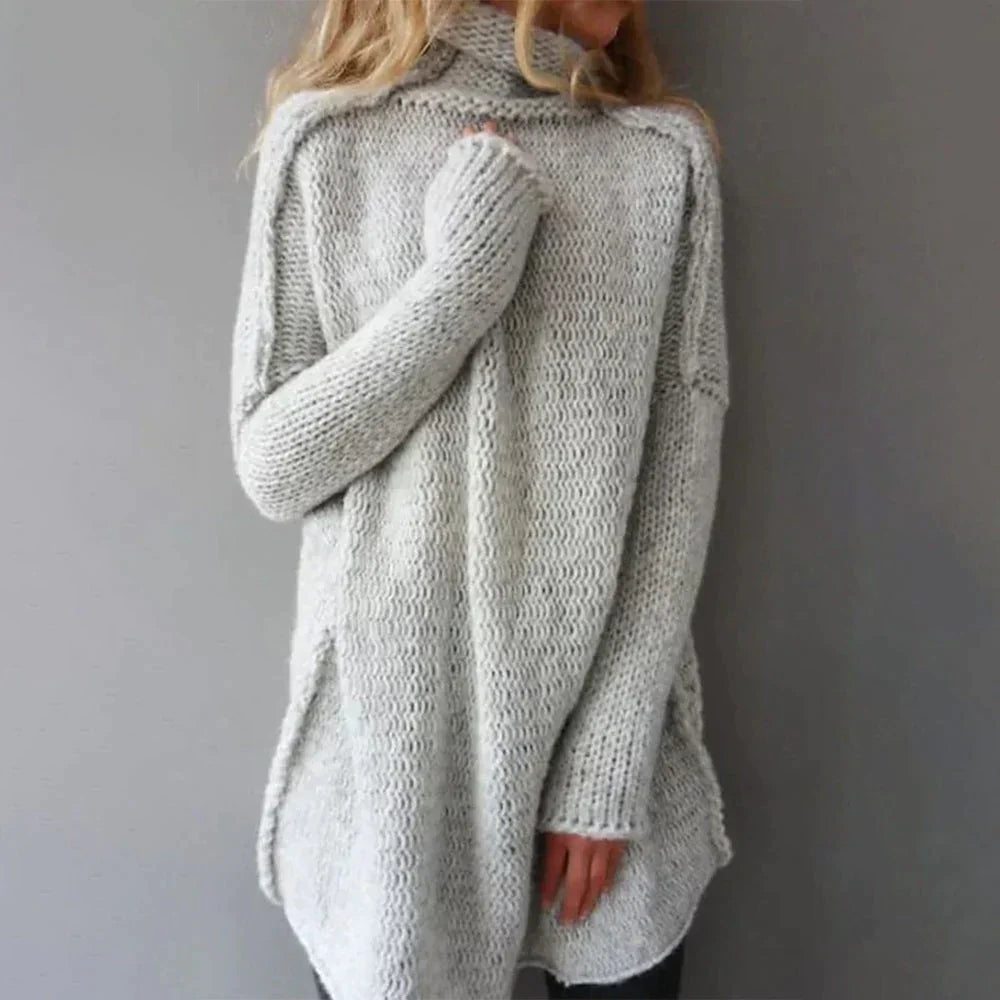 Valenzora - Grey oversized turtleneck sweater