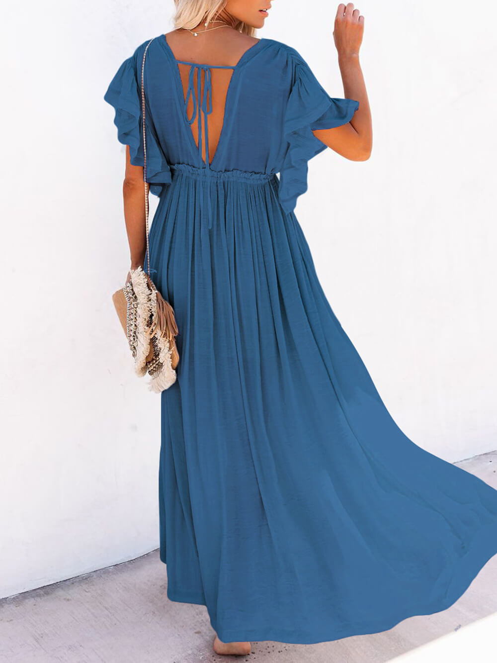Valenzora | Style Maxi Dress with Flutter Sleeves for Women