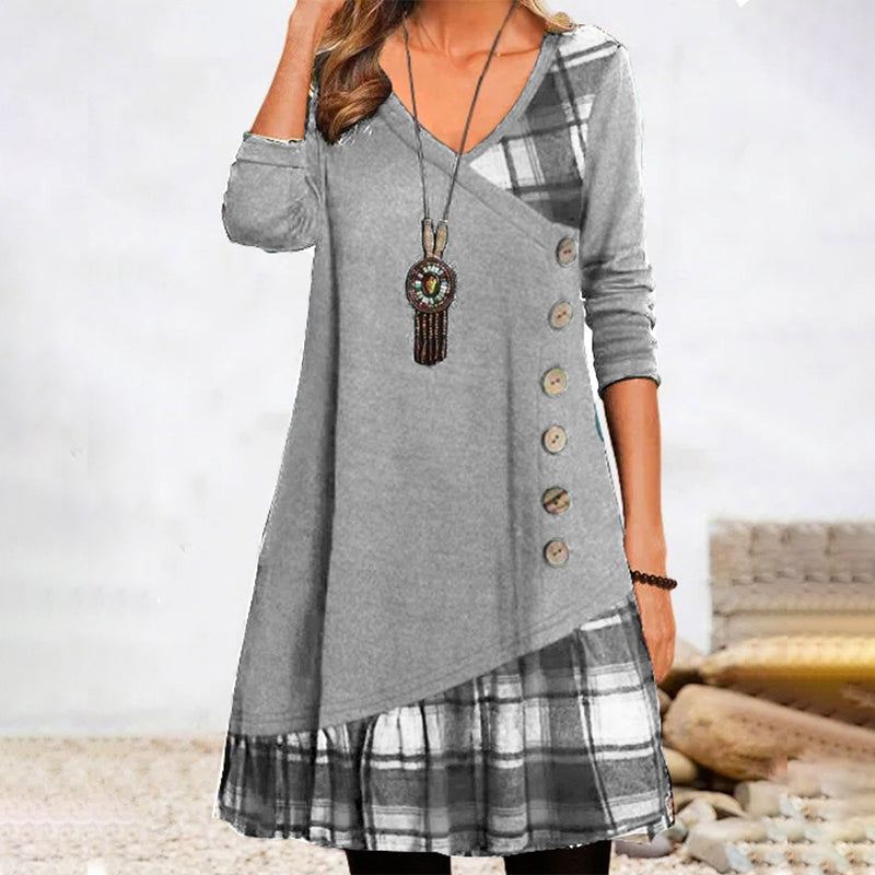 Valenzora | Long-sleeved plaid dress