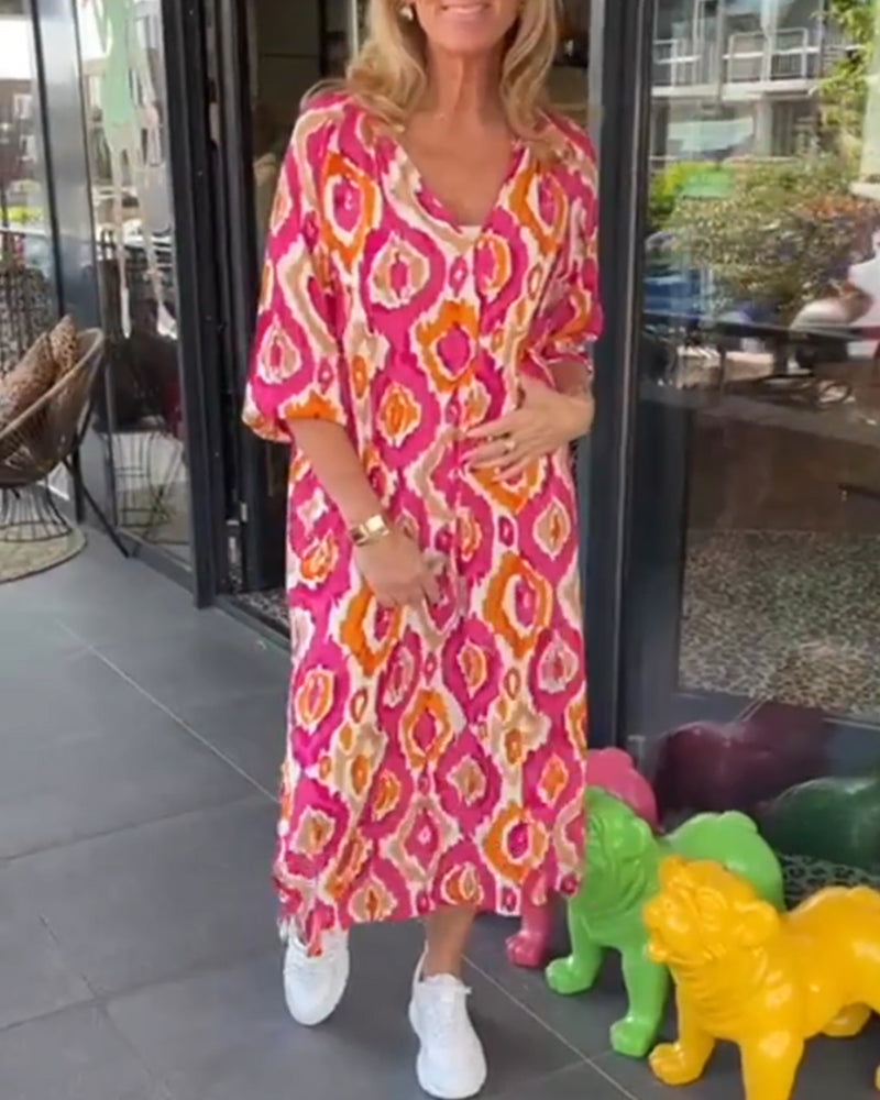 Valenzora | Dress with printed motif and half sleeves