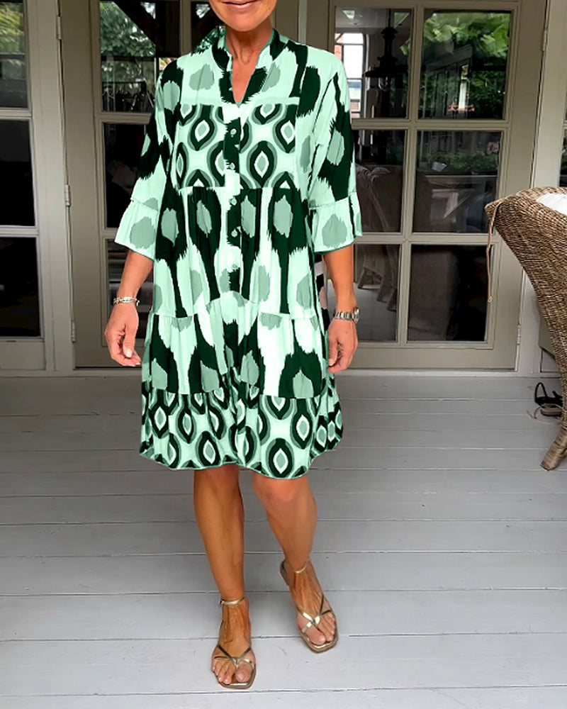 Valenzora A-line dress | Stylish printed midi summer dress for women with pockets