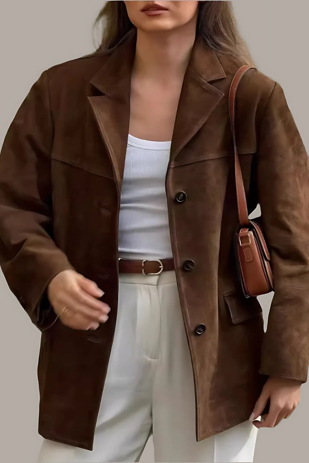 Valenzora | Women's Suede Blazer Classic & Casual Brown Women's Jacket
