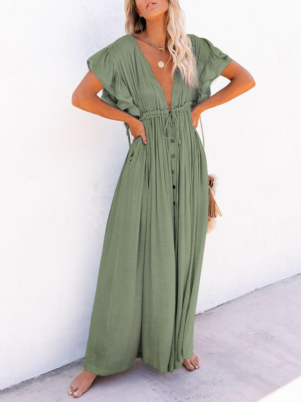 Valenzora | Elegantes Maxikleid mit flatternden Ärmeln für Damen