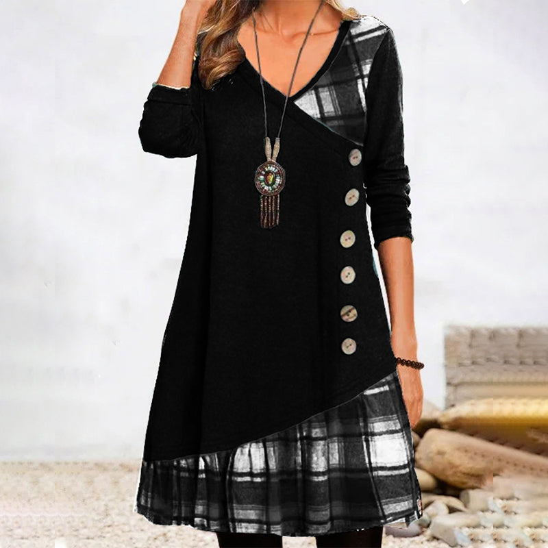 Valenzora | Long-sleeved plaid dress