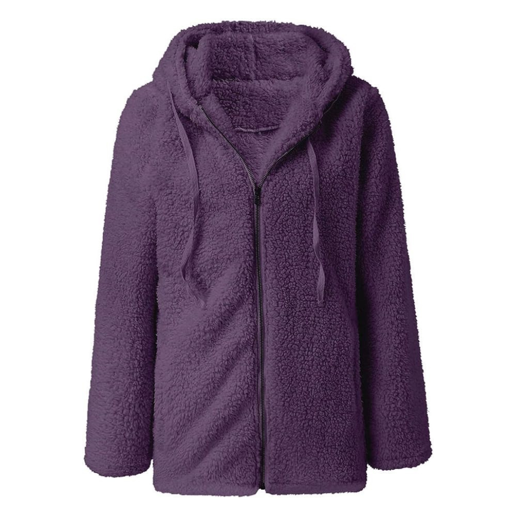 Valenzora | Damen Teddyfleece Jacke mit Kapuze – Weiche Winterjacke mit Reißverschluss
