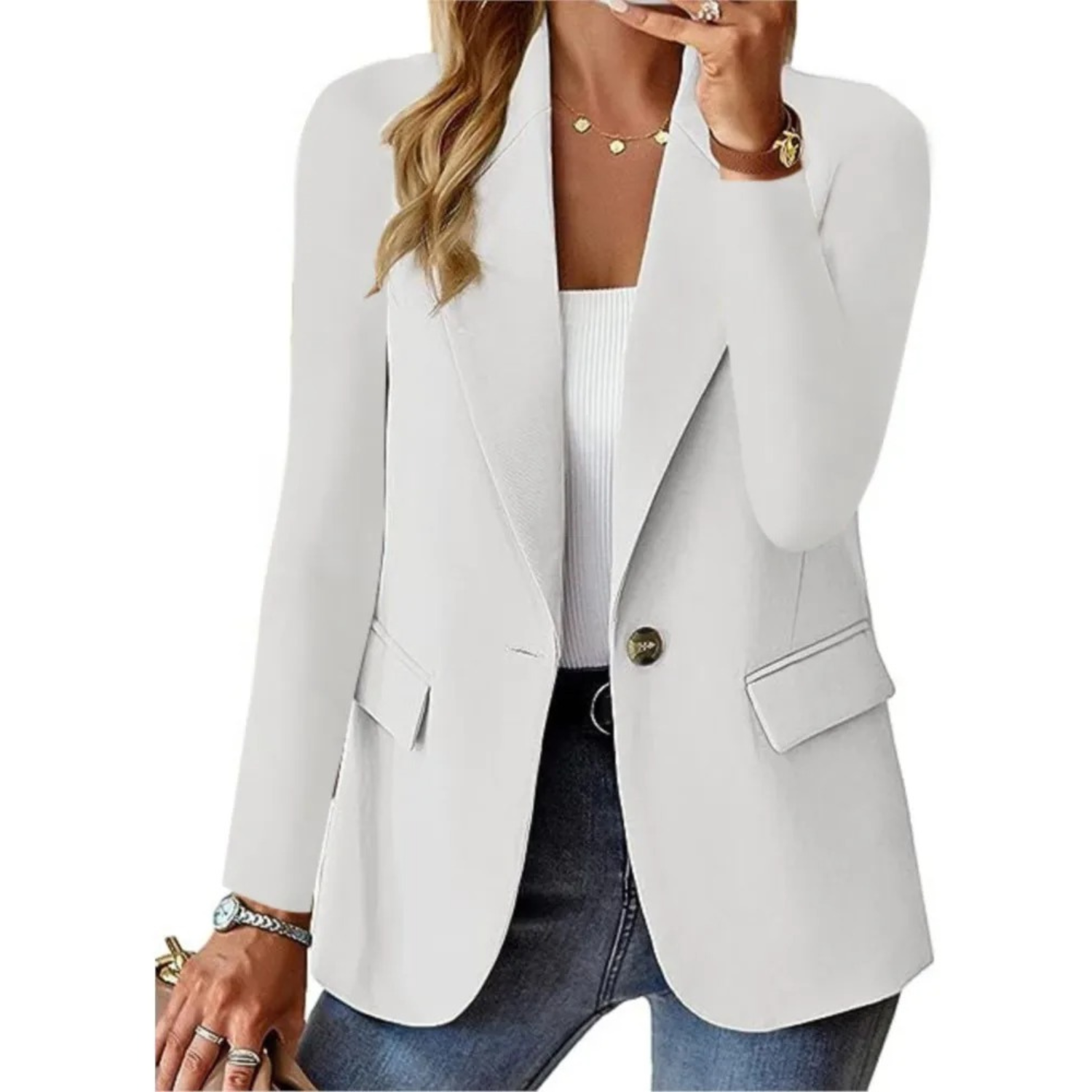 Valenzora | Lässige, taillierte Langarm-Jacke mit Schnalle, Damen-Blazer