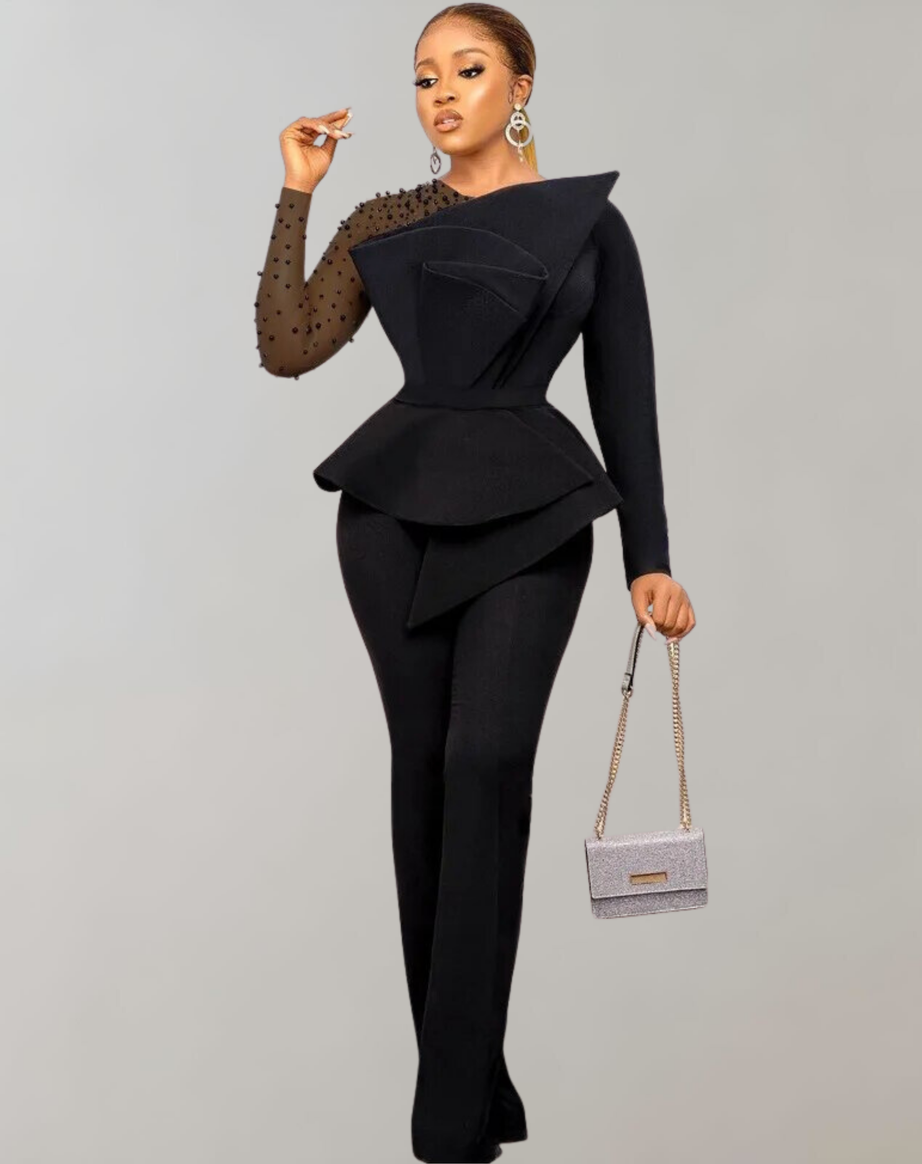 Valenzora - Vintage Beaded Mesh Long Sleeve Shirt