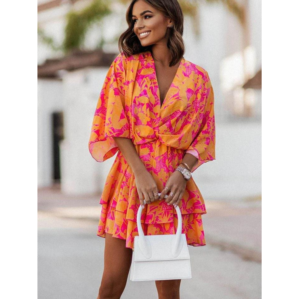 Colorful mini summer dress for women