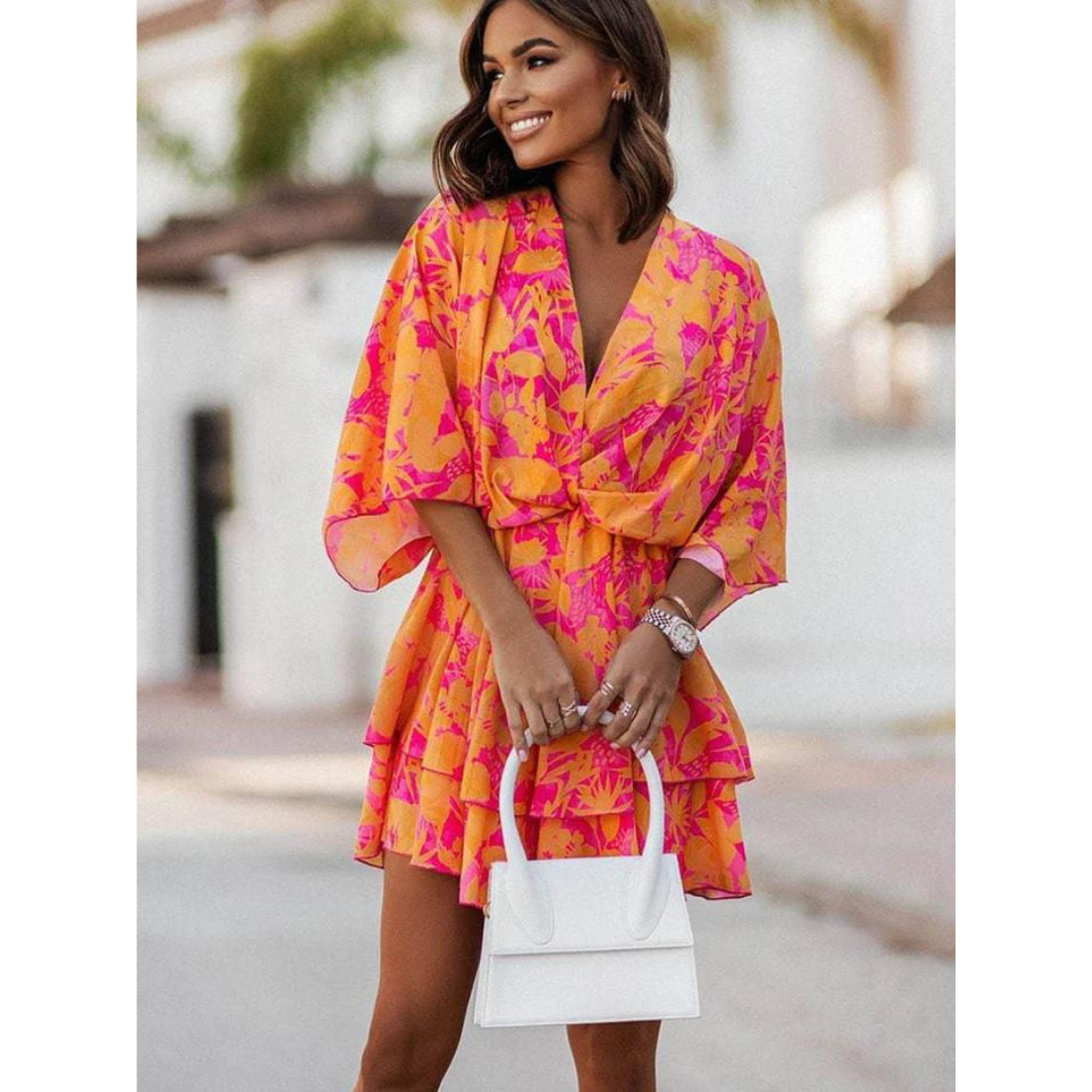 Colorful mini summer dress for women