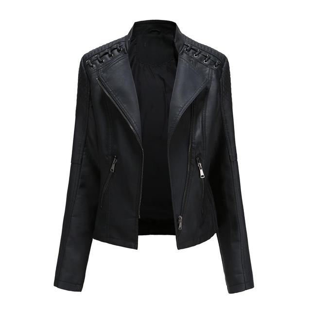 Valenzora Bikerjacke | Trendige Lederimitat-Jacke für Damen