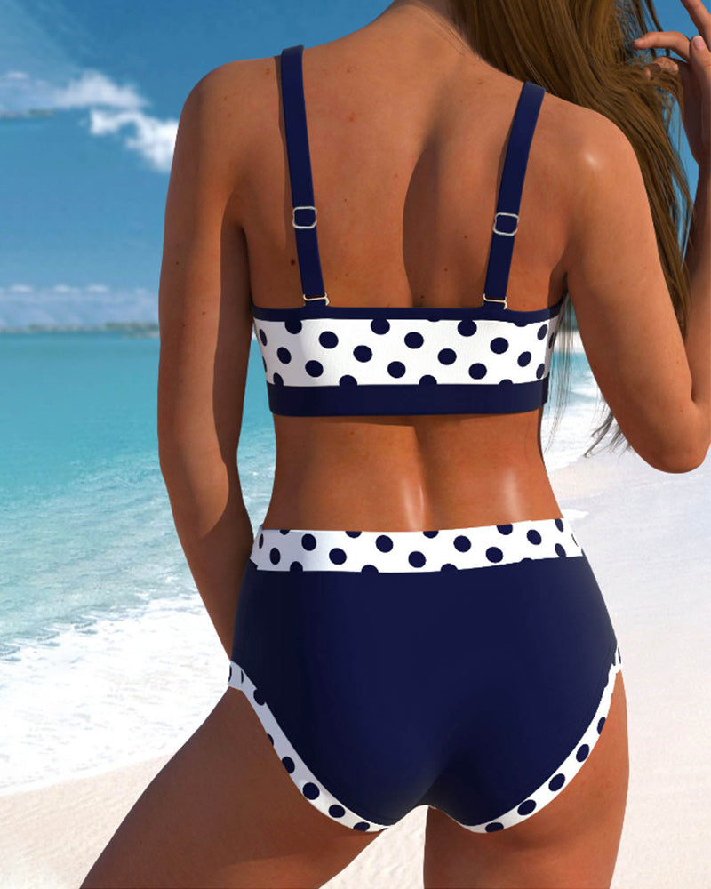 Valenzora | Patchwork-Bikini mit hoher Taille und Tupfen