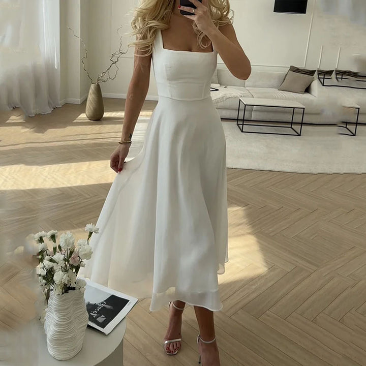 Damenmode, elegant, ärmellos, einfarbige Kleider