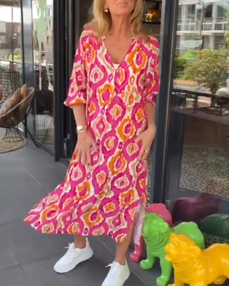 Valenzora | Dress with printed motif and half sleeves
