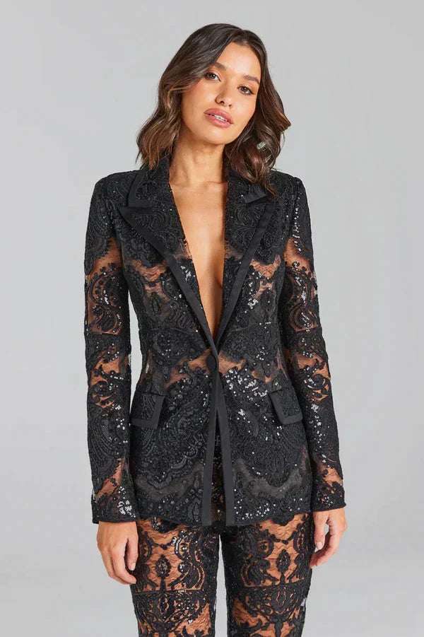 Valenzora | Luxurious Sequin Blazer and Trousers Set
