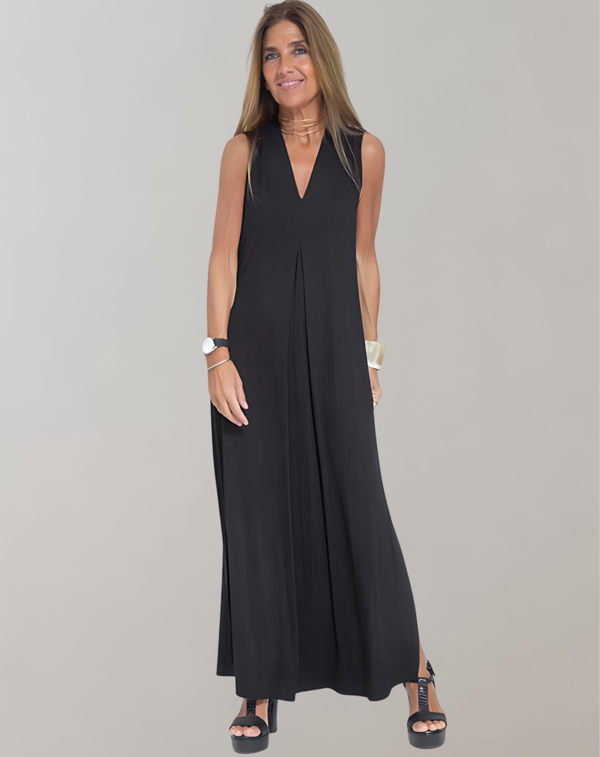 Elegantes schmales Kleid mit V-Ausschnitt