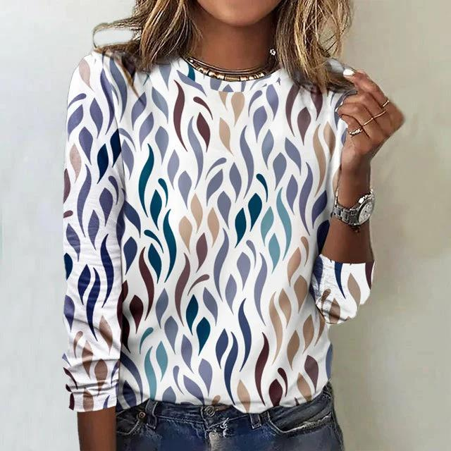 Valenzora | Women's Casual Printed Long-Sleeve Shirt Trendy Graphic Design